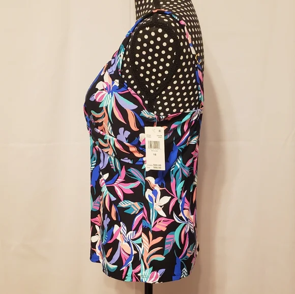 Leilani Floral Swimsuit Top Black, Multicolored NWT - Picture 5 of 12